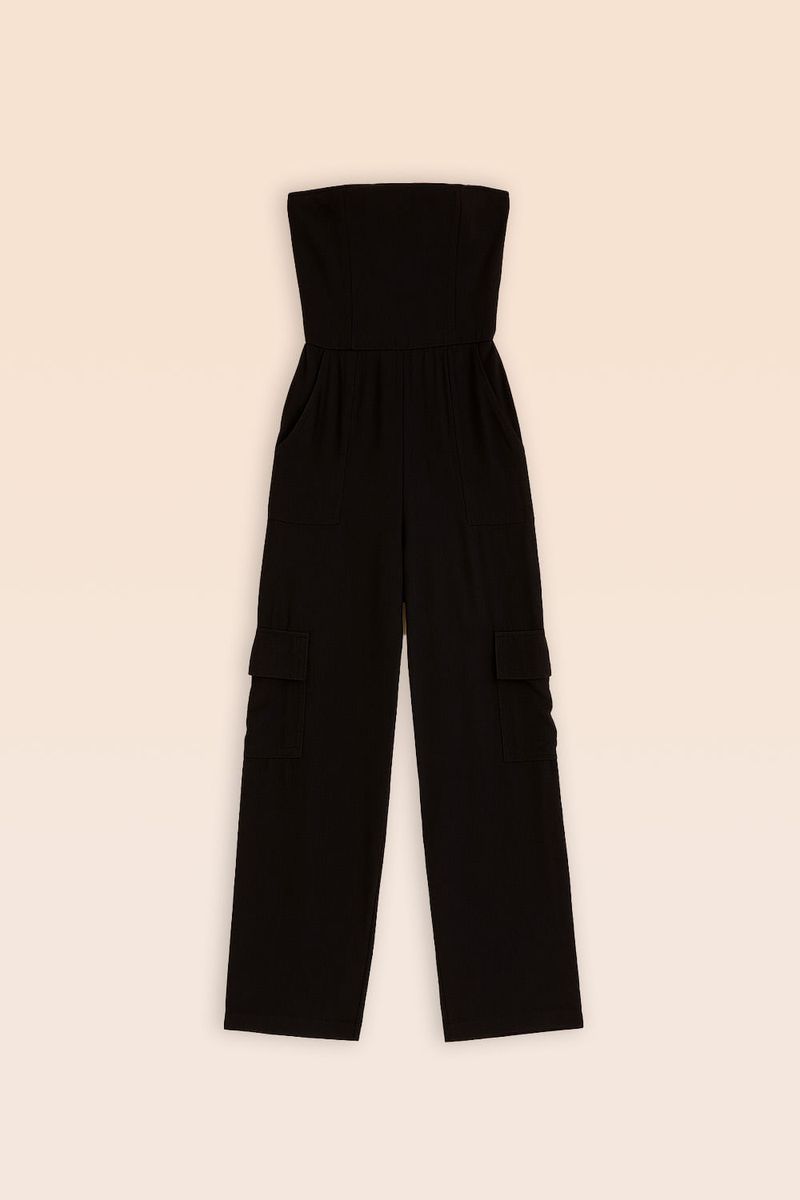Macacão Cargo Viscose - Preto