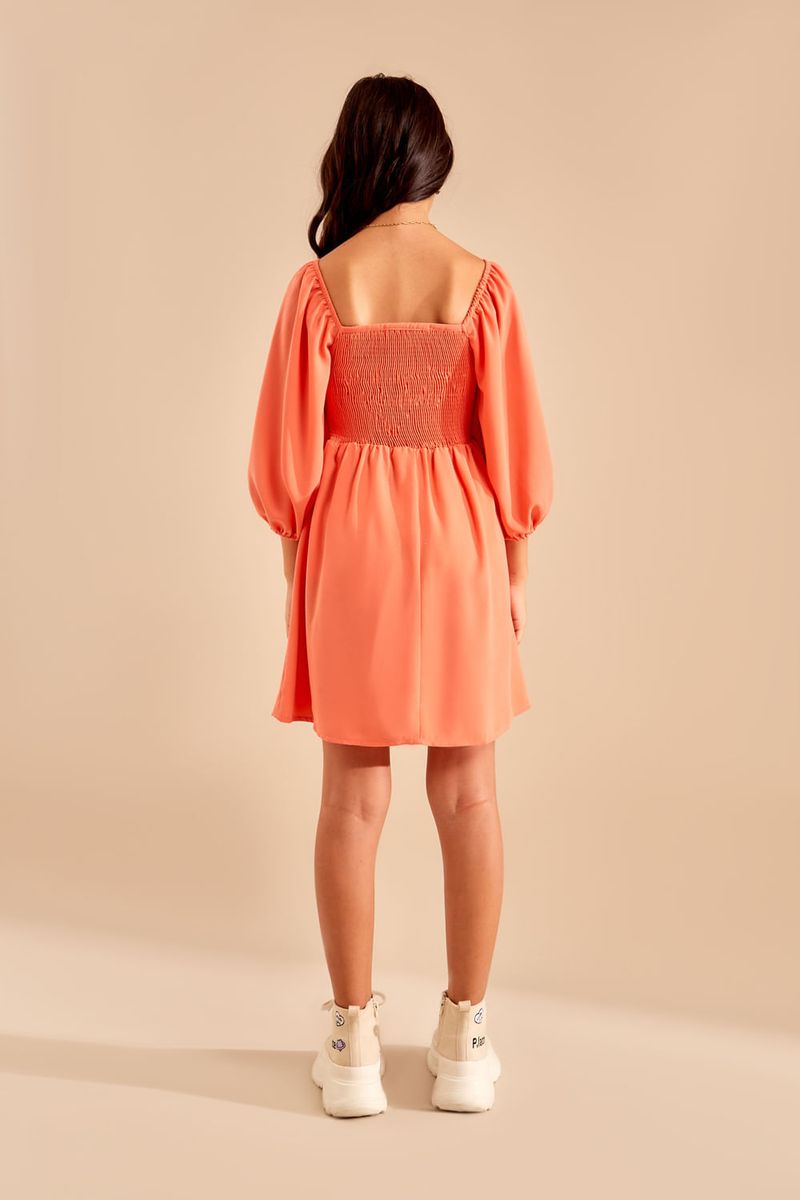 Vestido Curto Lastex Crepe - Pessego Gold