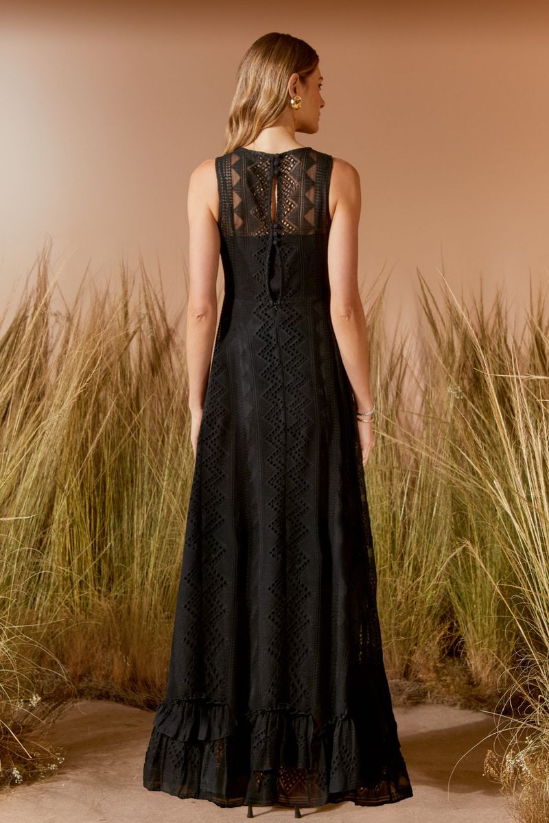 VESTIDO LONGO RENDA BLACK