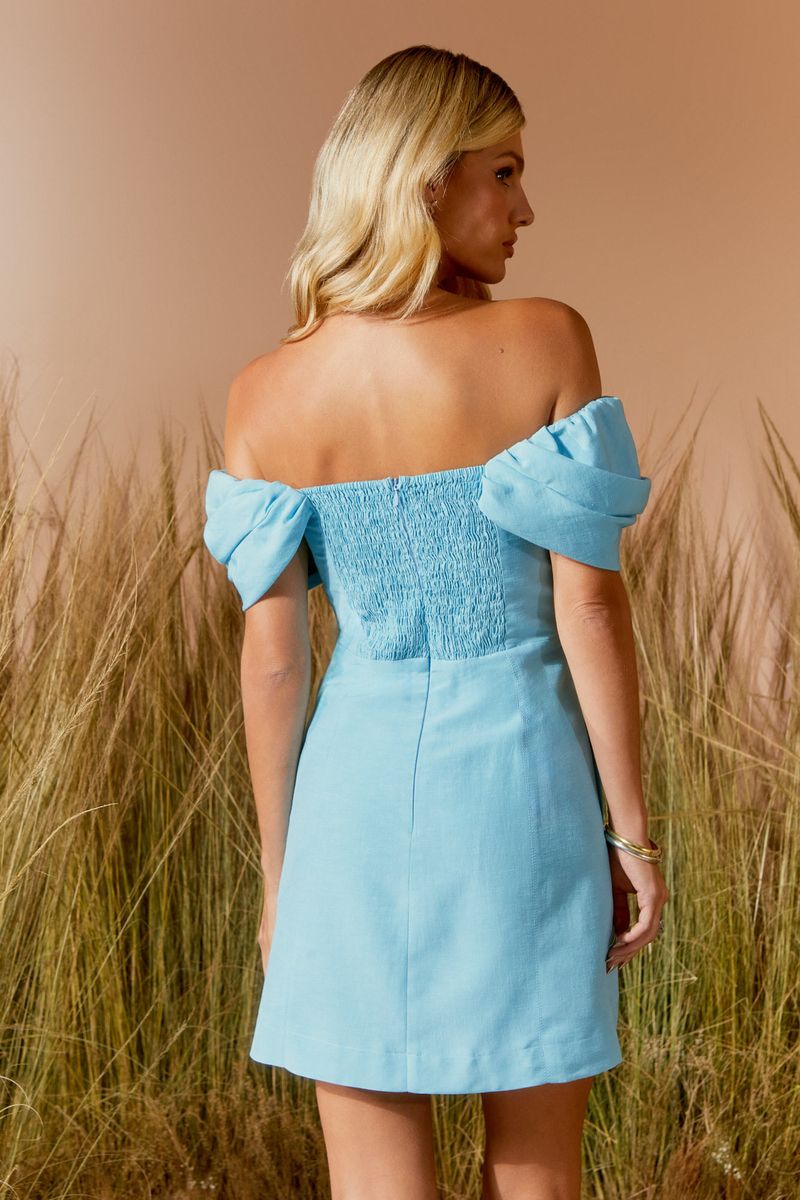 VESTIDO CURTO OMBRO A OMBRO DRAPE