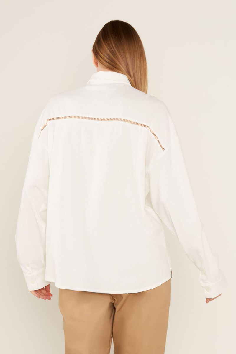 Camisa Casual Entremeio Linho - Off White