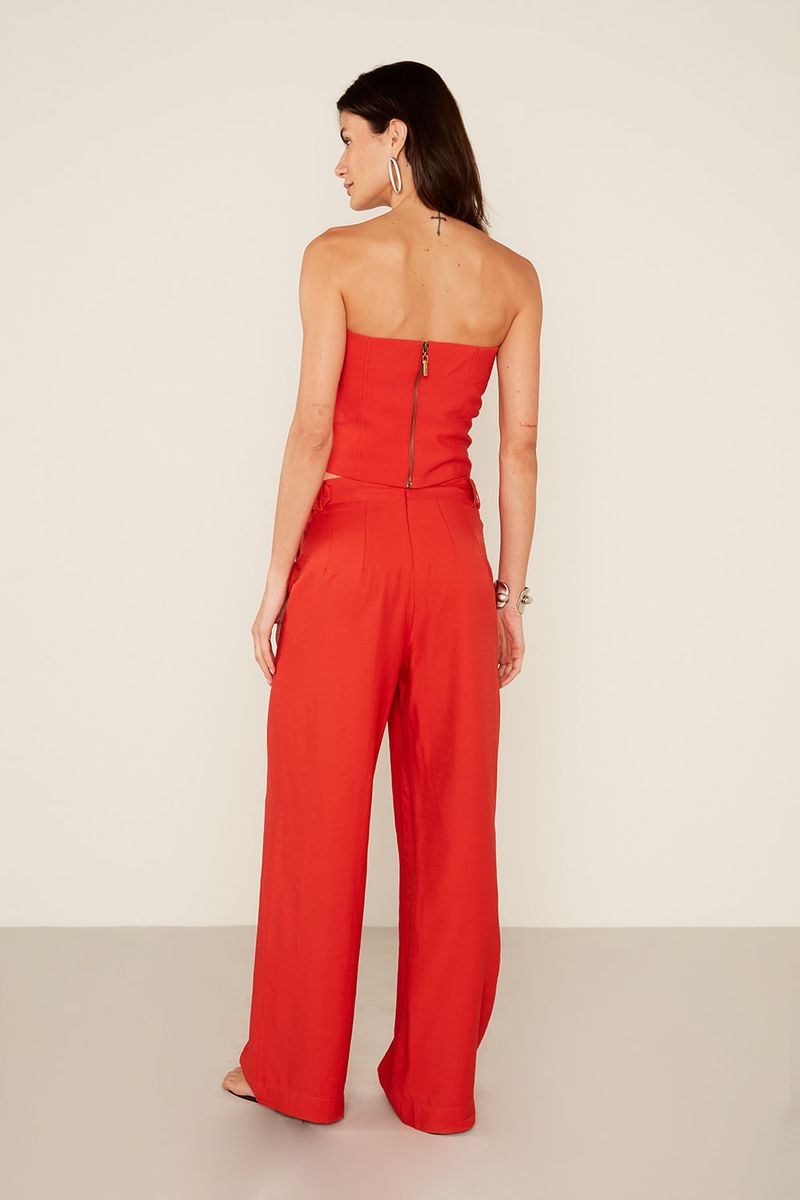 Calça Alfaiataria Fivelas - Vermelho Pepper
