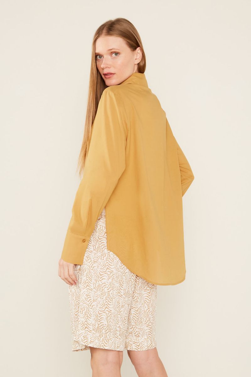 Camisa Algodão Botões - Amarelo Curcuma