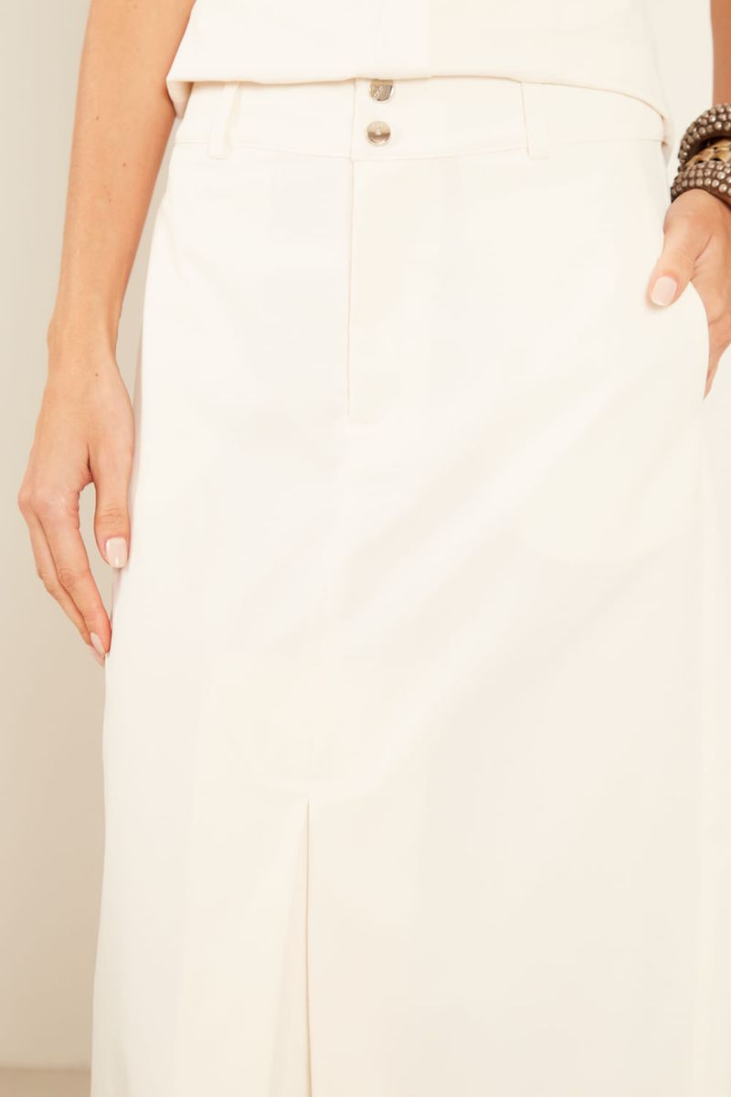 Saia Alfaiataria Com Bolso - Off White
