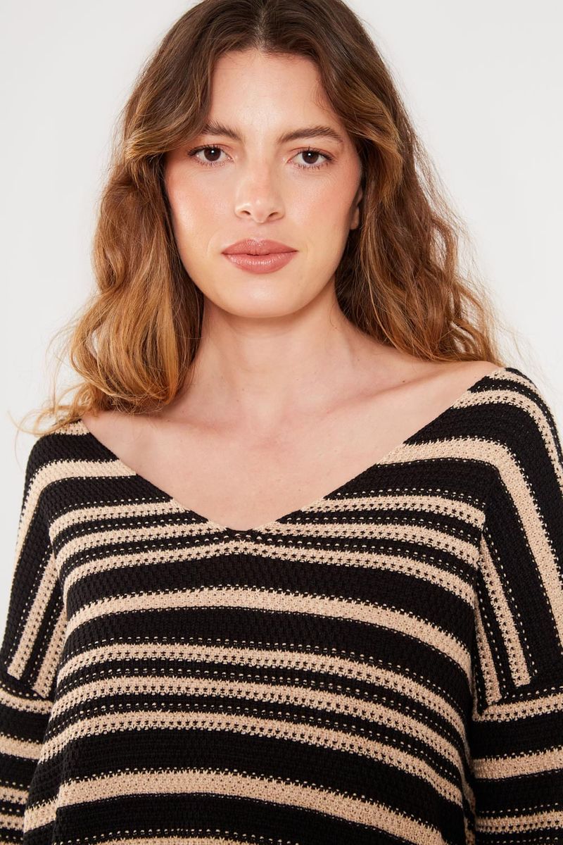 Blusa Tricot Listrada Textura - Off White