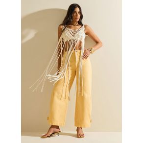 Calça Morena Rosa Wide Média Amarelo