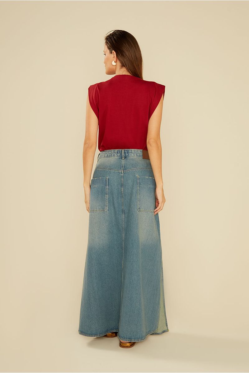 Saia Jeans Fendas Laterais - Jeans