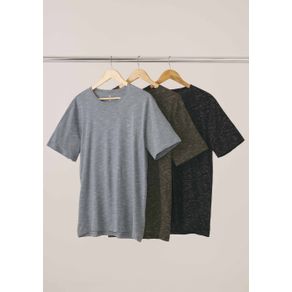 Kit 3 Camisetas Básicas Masculinas Em Malha Jet Com Bordado