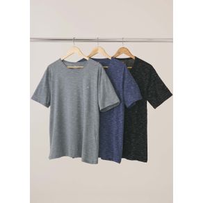 Kit 3 Camisetas Básicas Masculinas Em Malha Jet Com Bordado