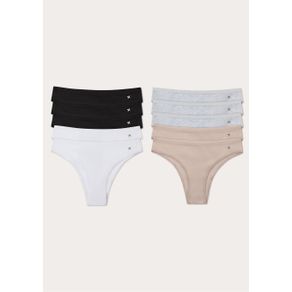 Kit 10 Calcinhas Básicas Tanga Em Algodão