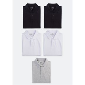 Kit 5 Camisas Polo Básica Masculina Manga Curta