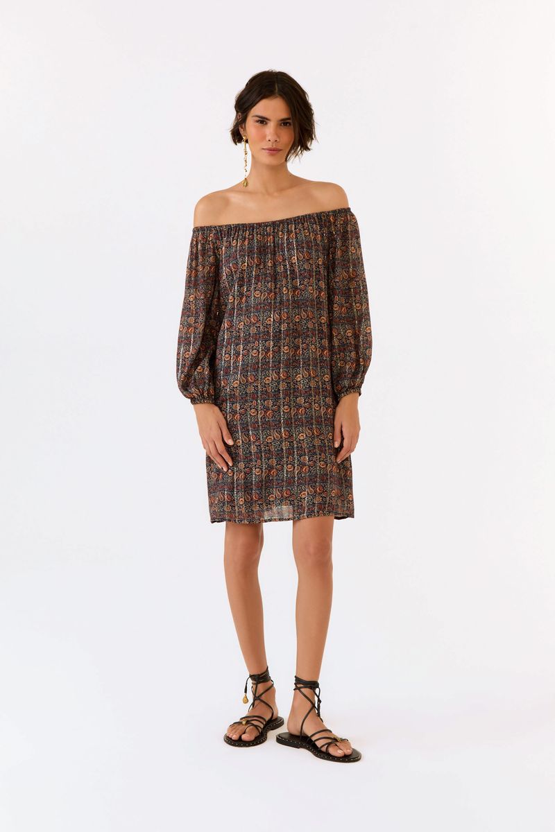 Vestido Curto Estampa Blues