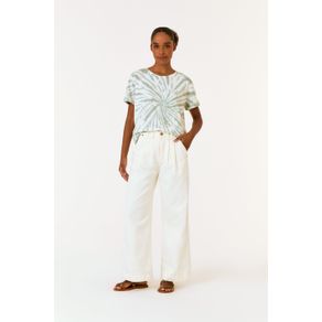 Calça Sarja Wide Leg Pregas