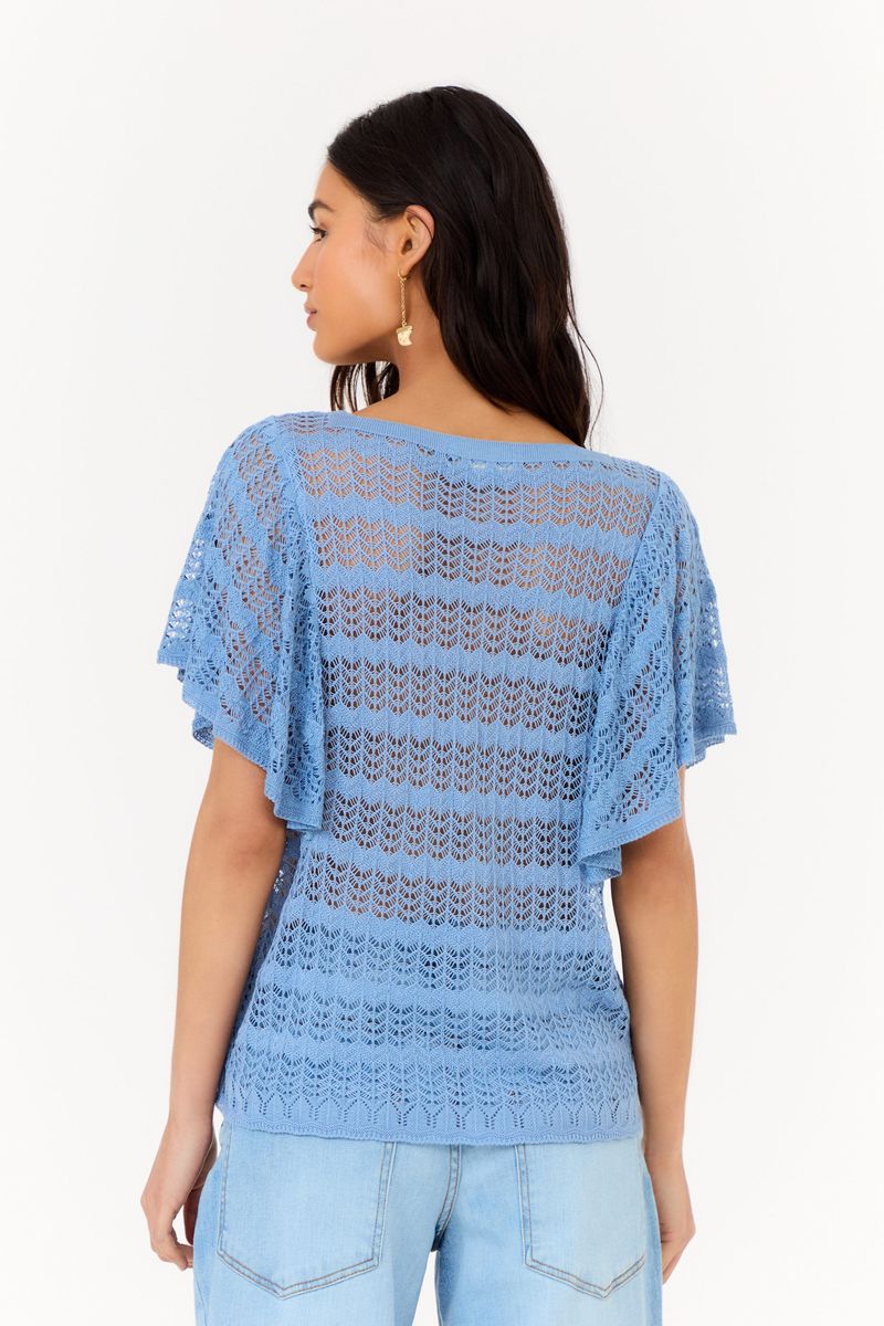 Blusa Tricot Decote v Babados