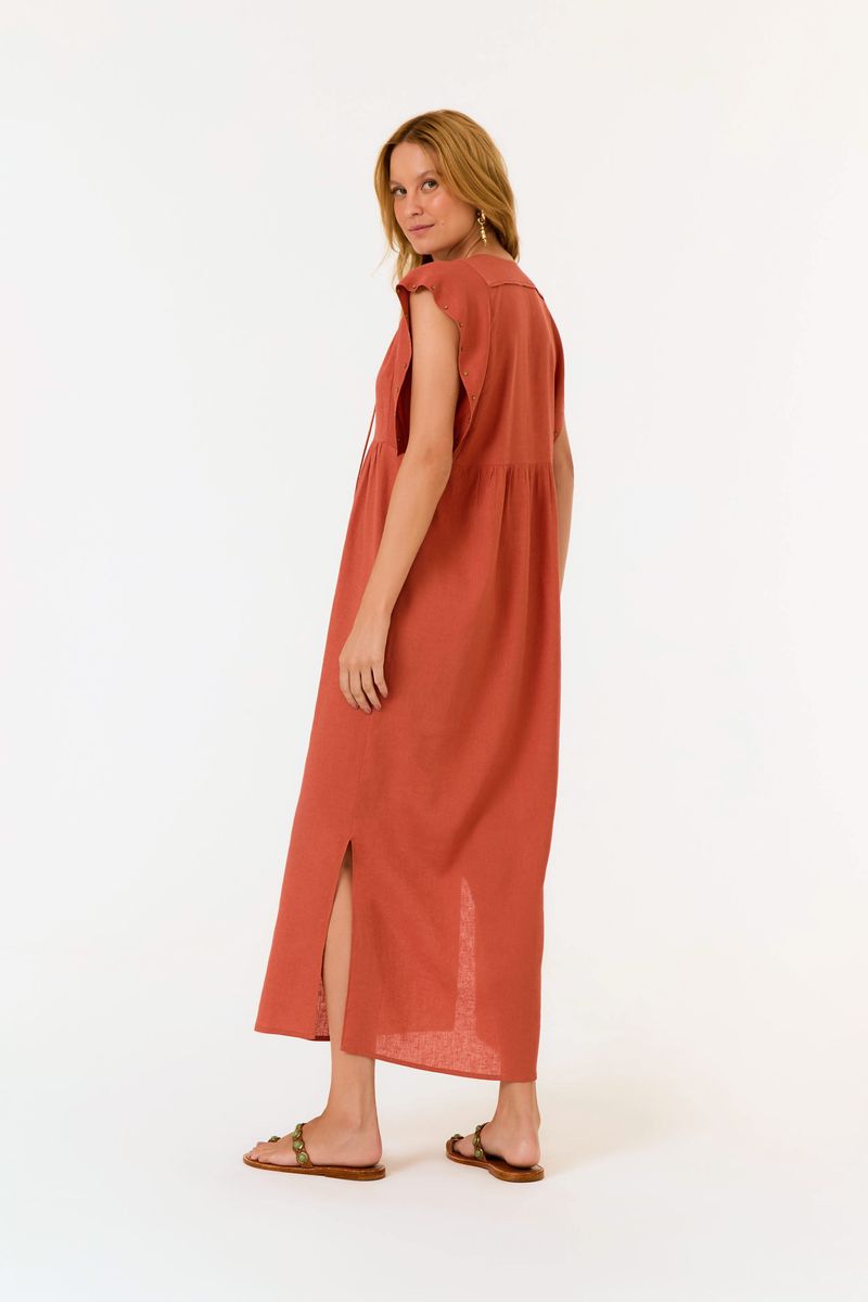 Vestido Midi Manga Tachas