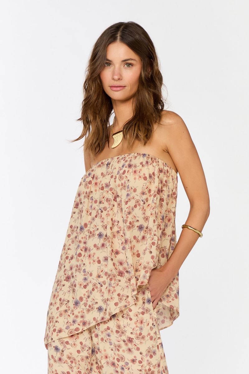 Blusa Sem Alça Ggt Estampa Fleur