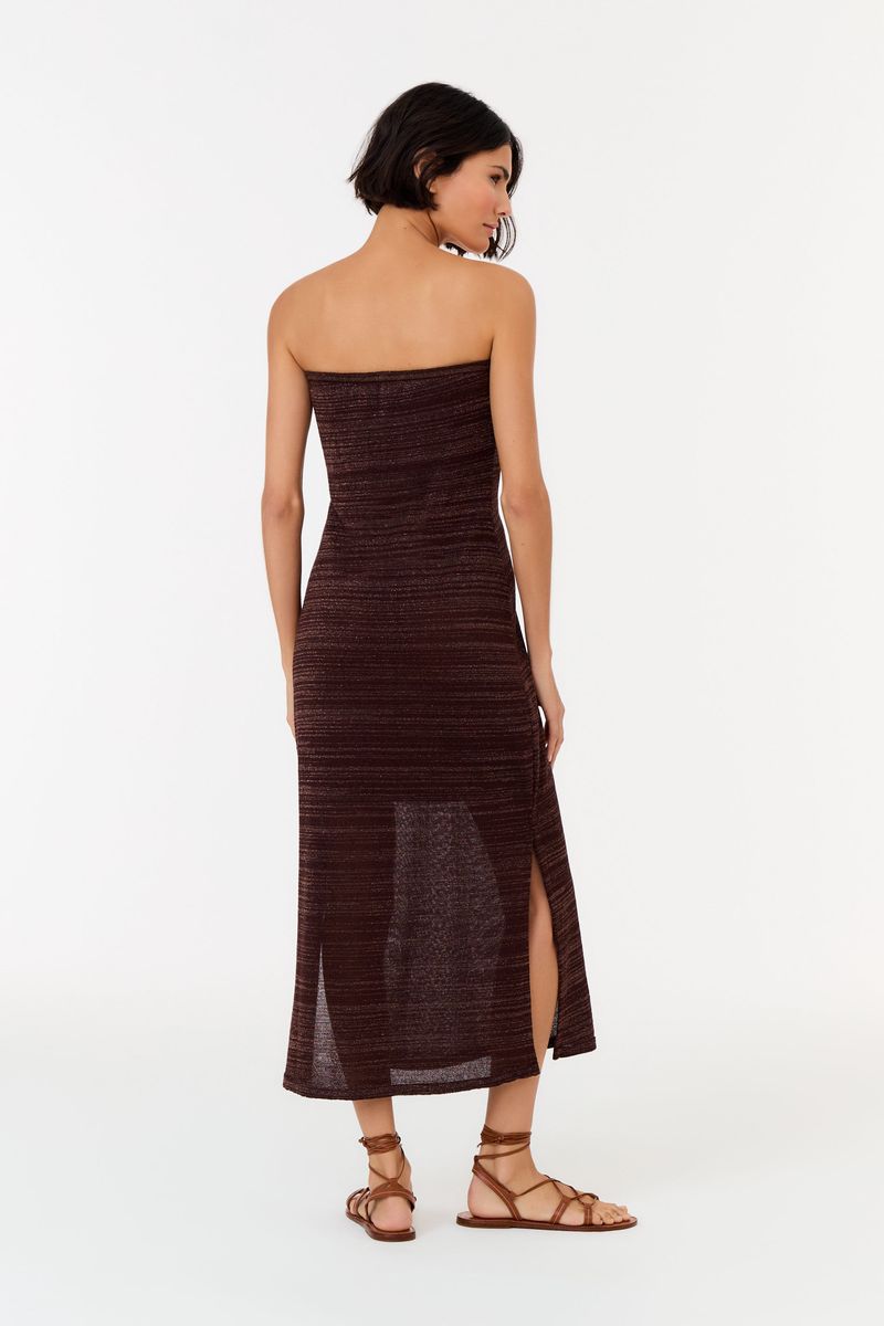 Vestido Tricot Sem Alça Decote Drop