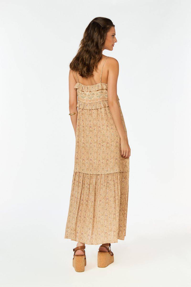 Vestido Babados Estampa Florish