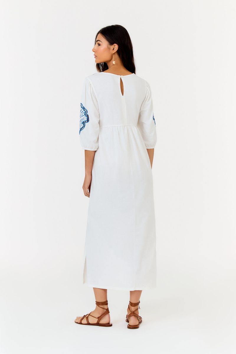 Vestido Manga Bordado Bloom