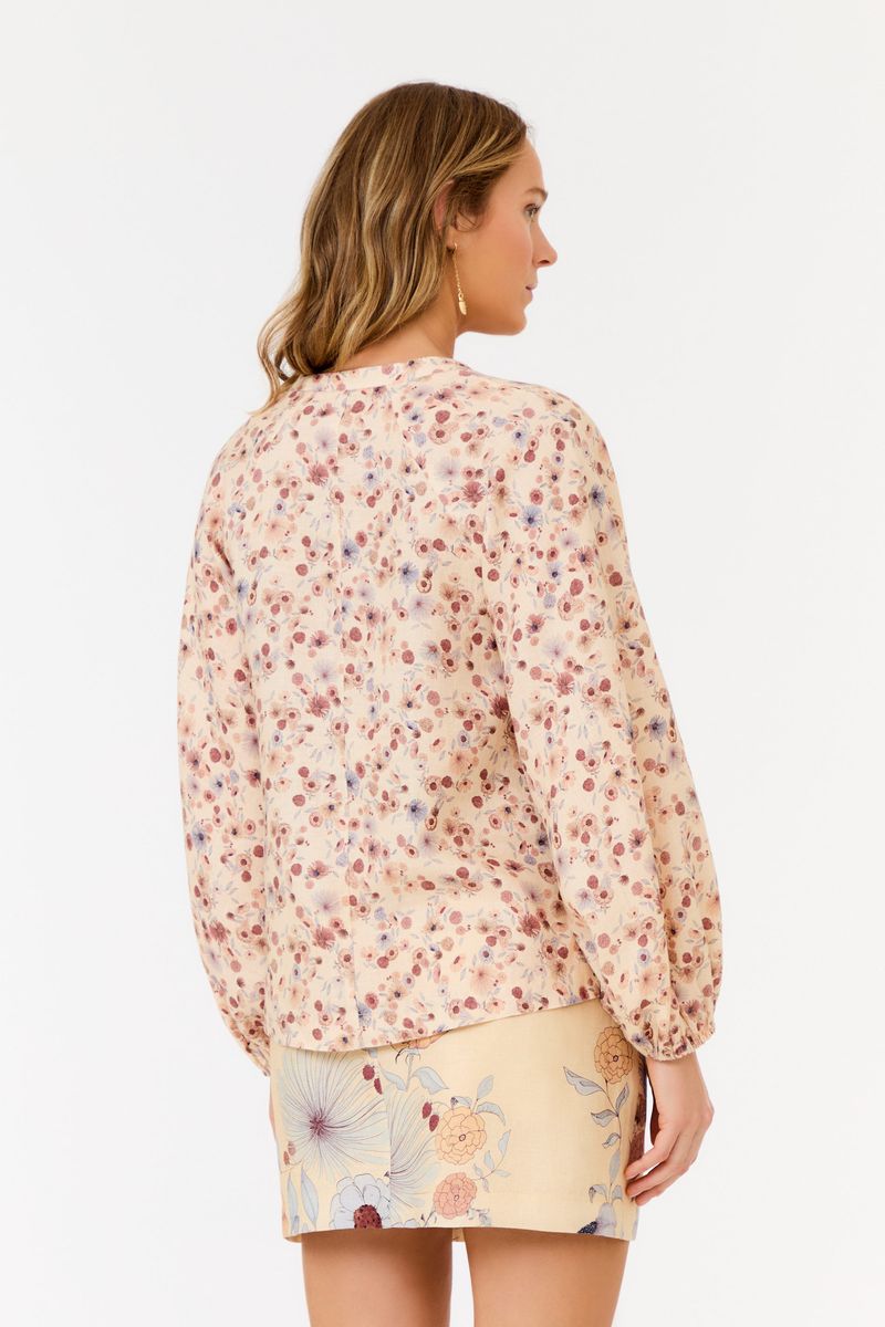 Blusa Linho Estampa Fleur Mini