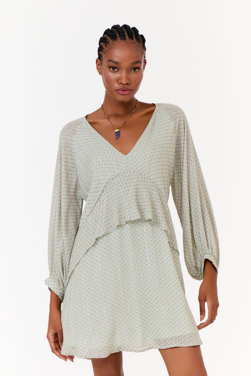 Vestido Curto Estampa Trellis
