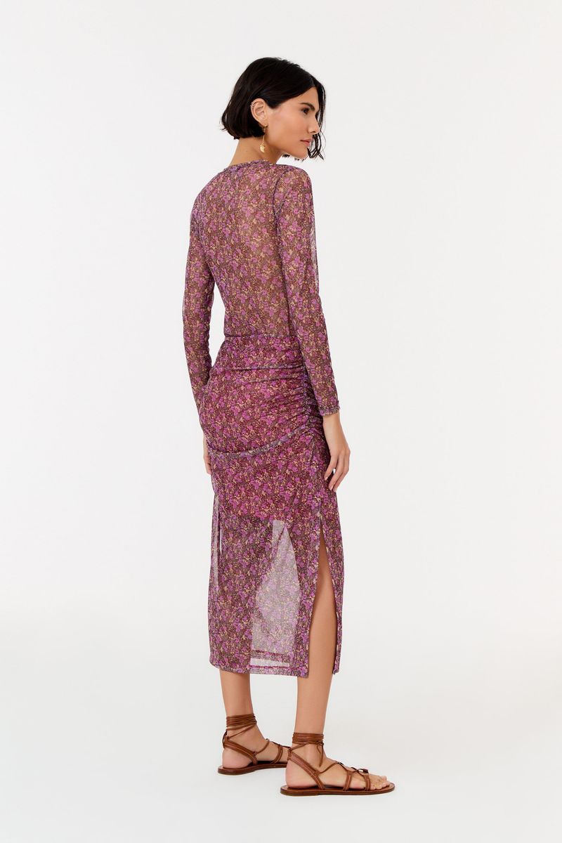Saia Midi Estampa Violet