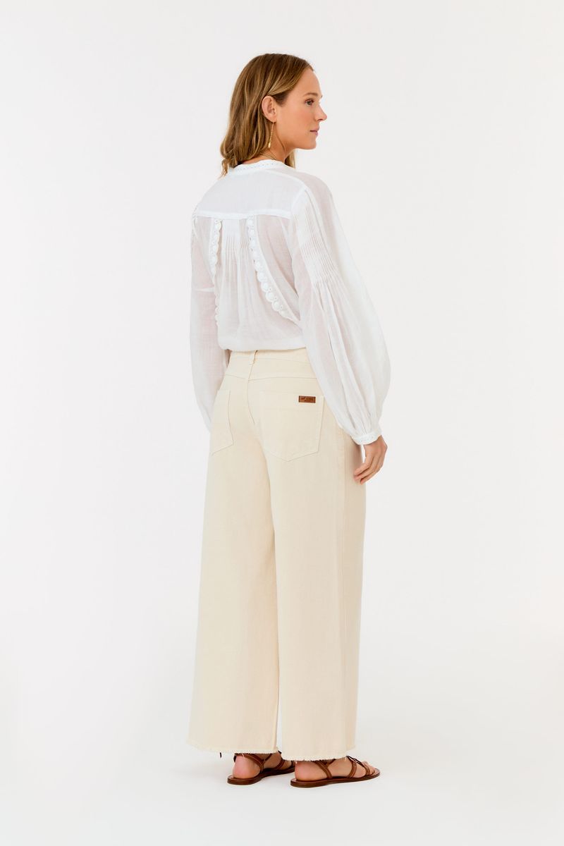 Calca Sarja Cropped Wide