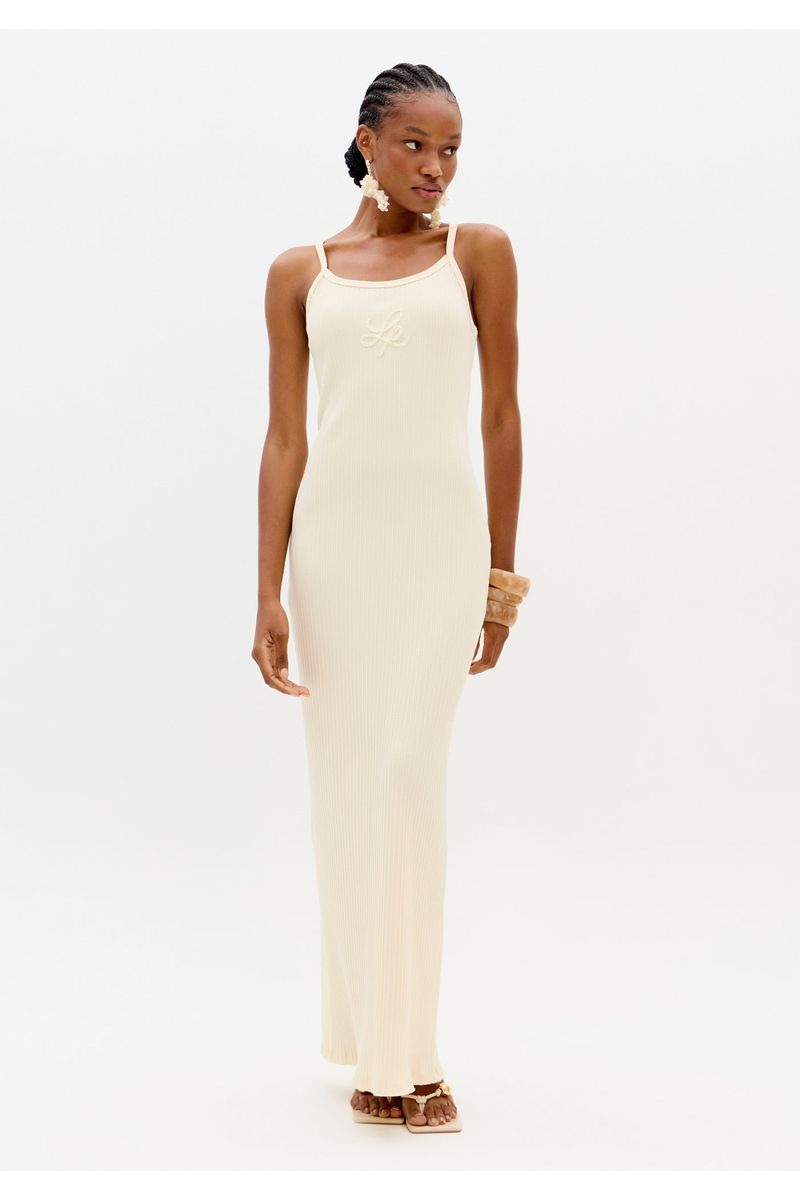 Vestido Canelado Super Midi De Alças