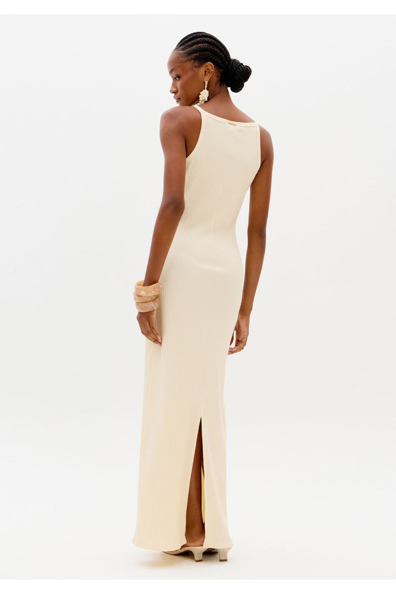 Vestido Canelado Super Midi De Alças