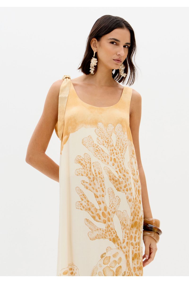 Vestido Longo Estampado Com Amarração