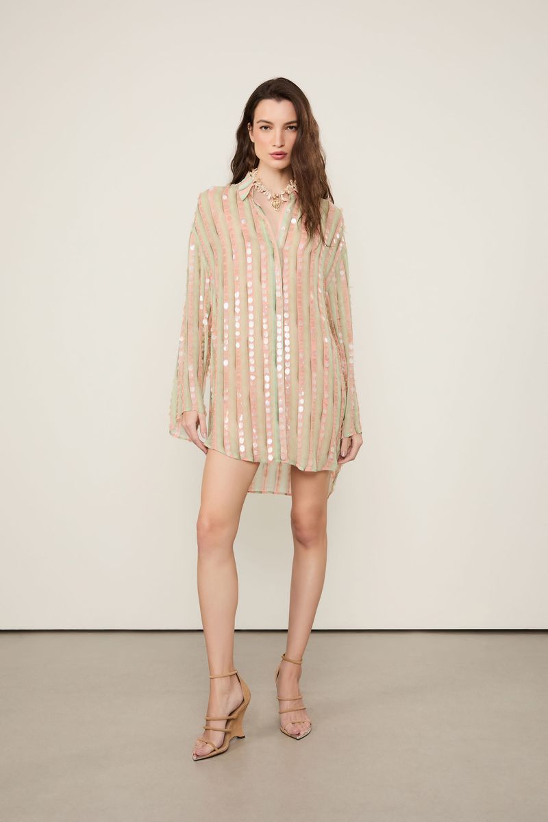 Chemise De Georgette Aqua Paete Verde Brisa