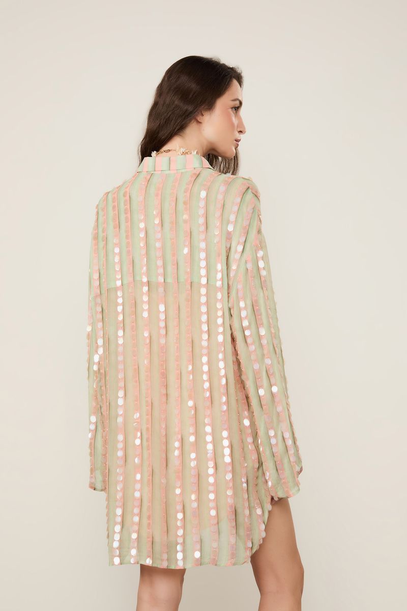 Chemise De Georgette Aqua Paete Verde Brisa