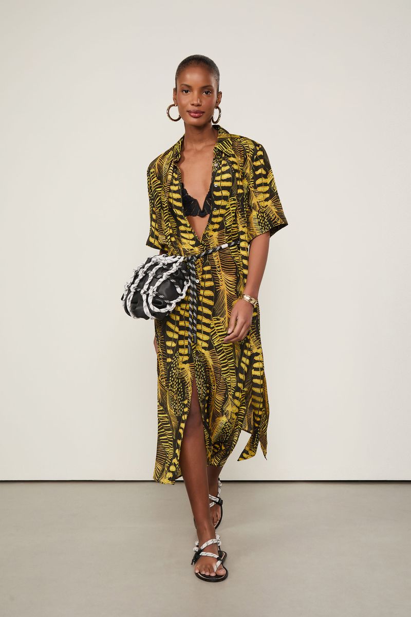 Chemise Midi Com Fenda Estampado