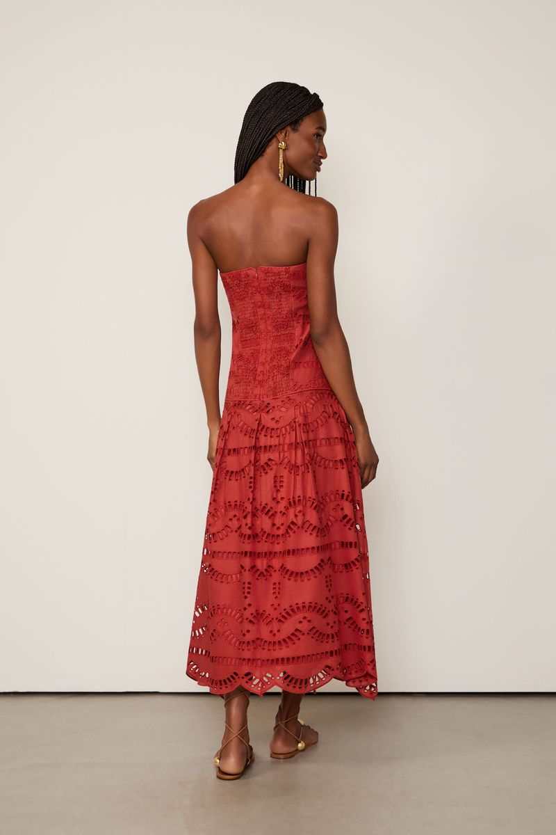 Vestido Midi Sem Alça De Laise Geométrica