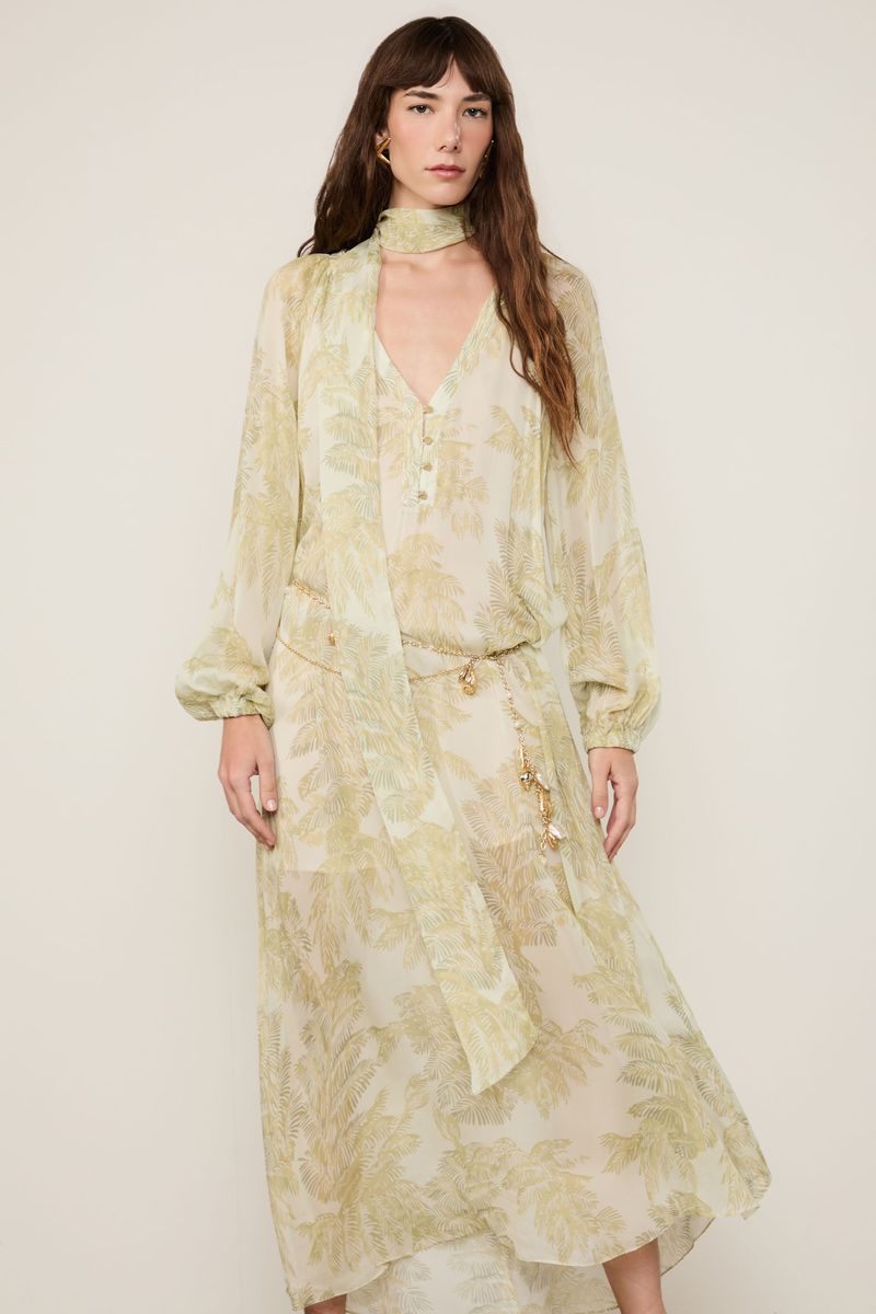 Chemise De Georgette Decote v Estampado