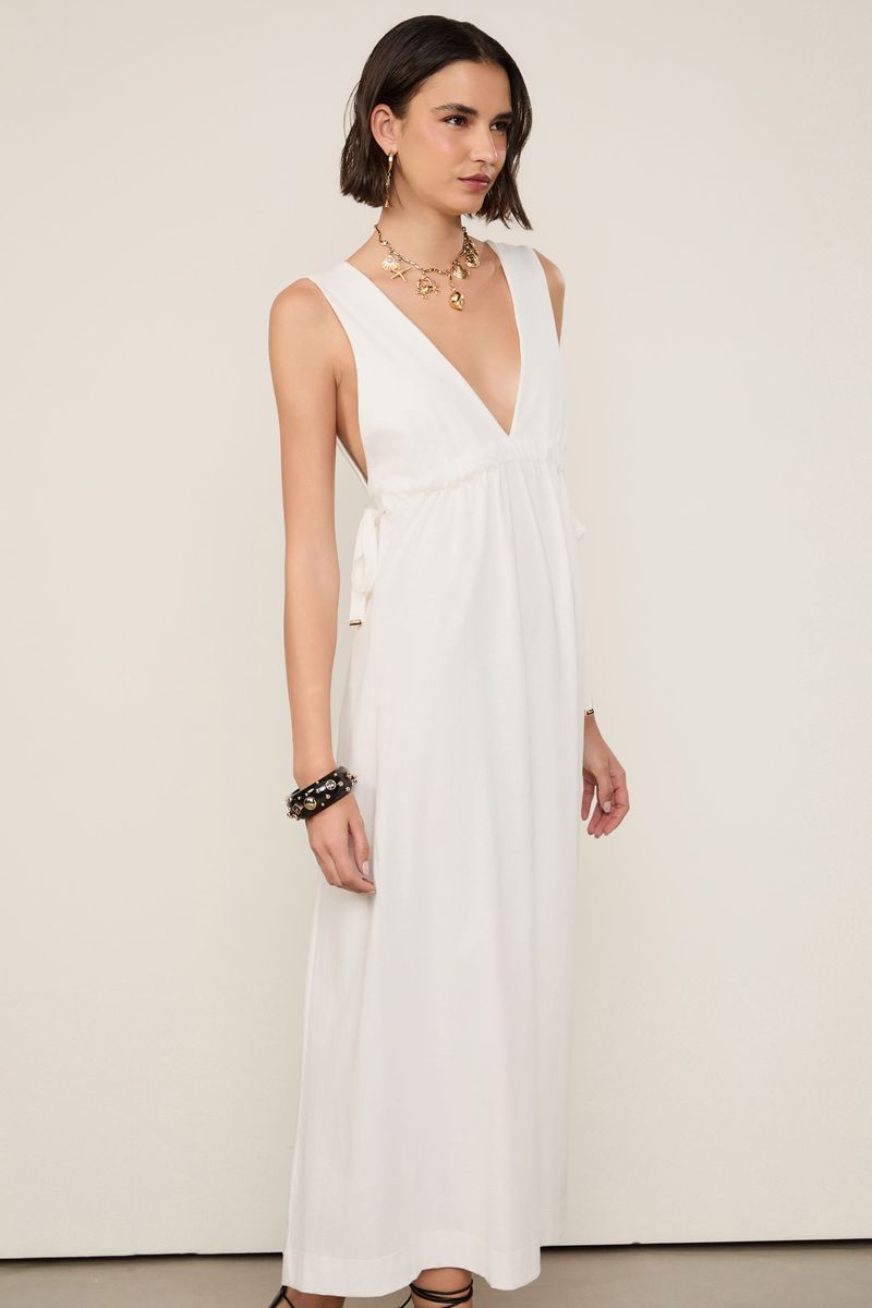 Vestido De Malha Amarração Lateral Off
