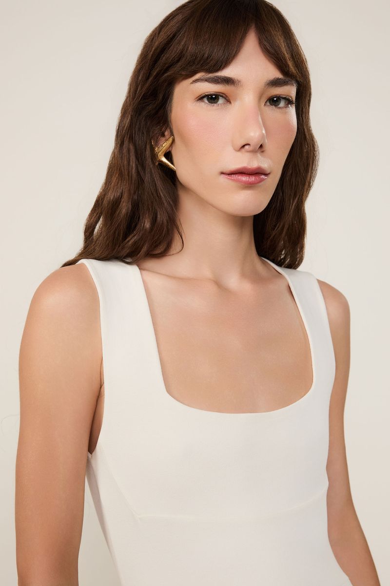 Vestido Decote Bailarina Off