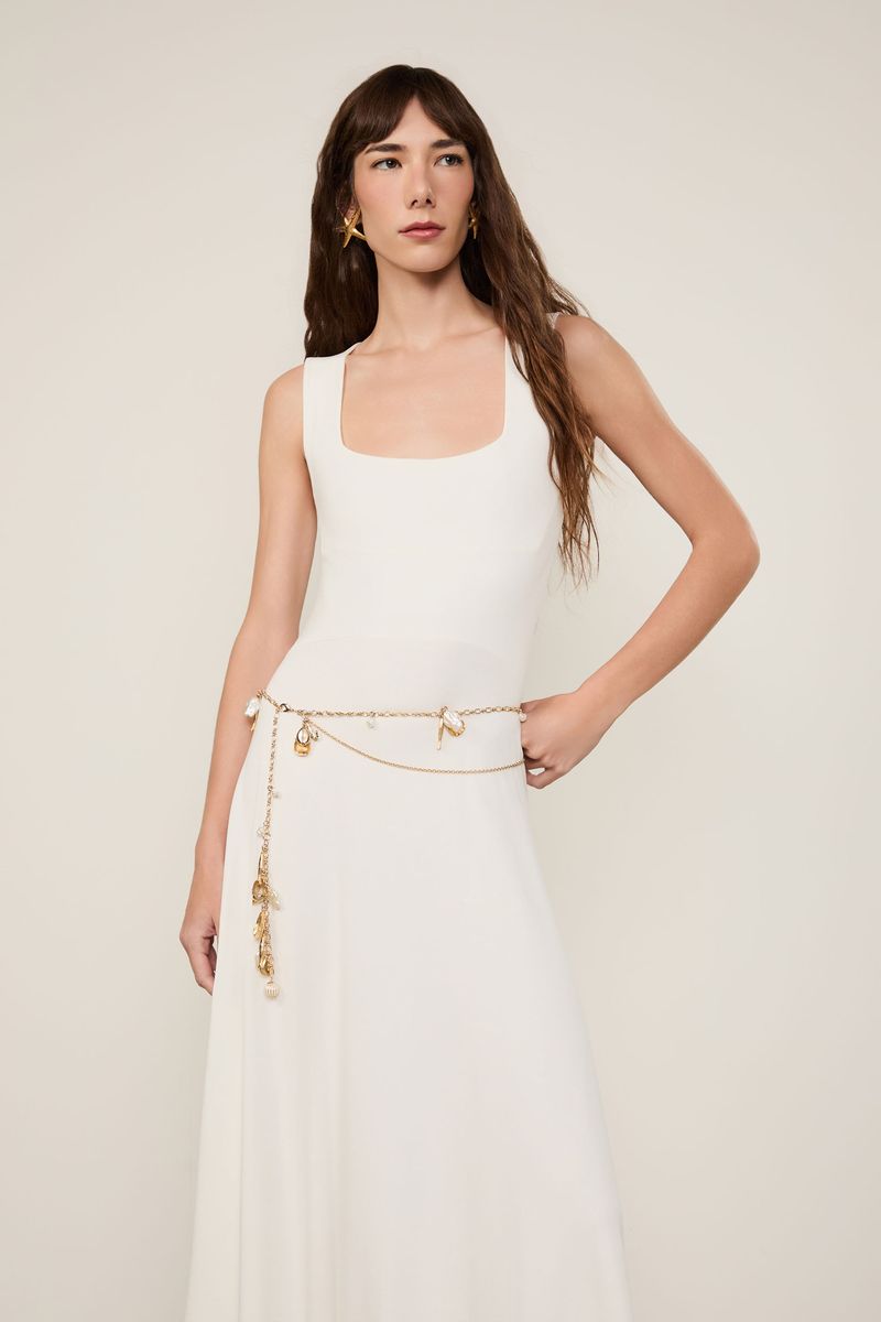 Vestido Decote Bailarina Off