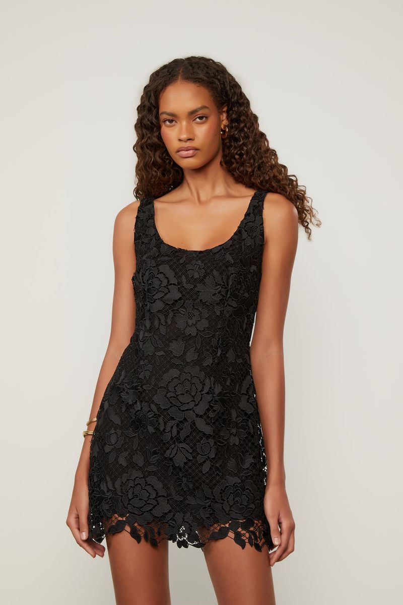 Vestido De Renda Curto Preto