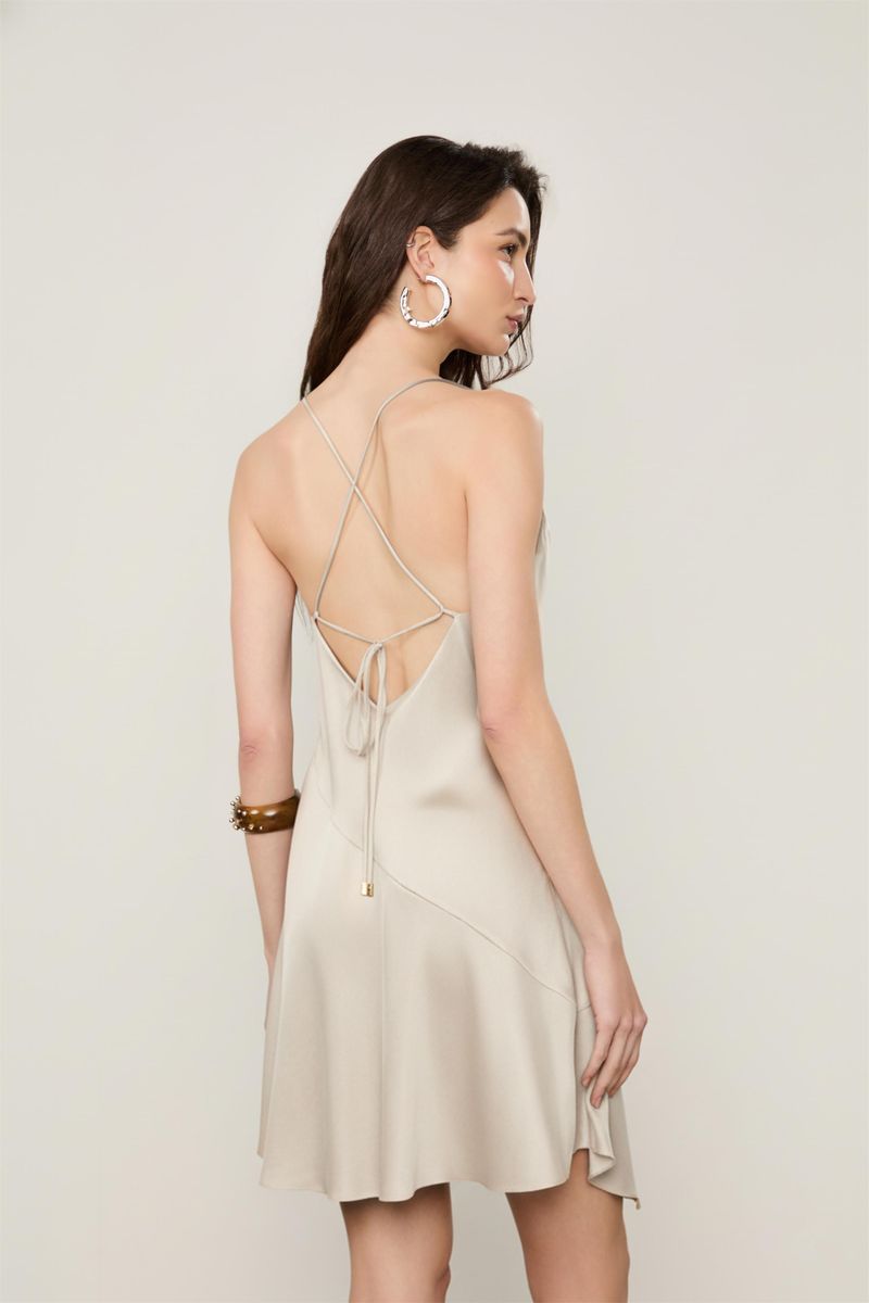 Vestido Slip Assimetrico Seda
