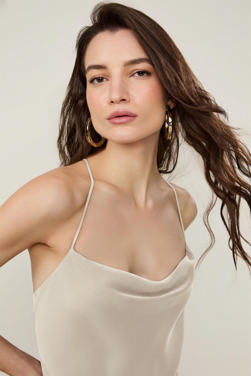 Vestido Slip Assimetrico Seda