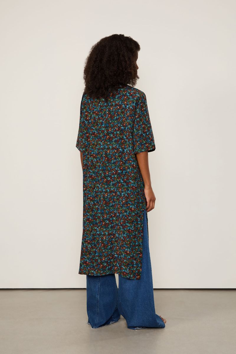 Chemise De Seda Midi Manga Curta