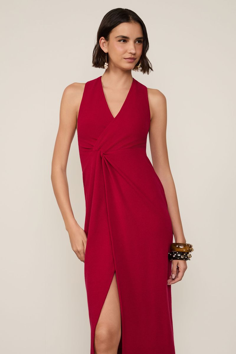 Vestido Midi Transpasse Vermelho Calda