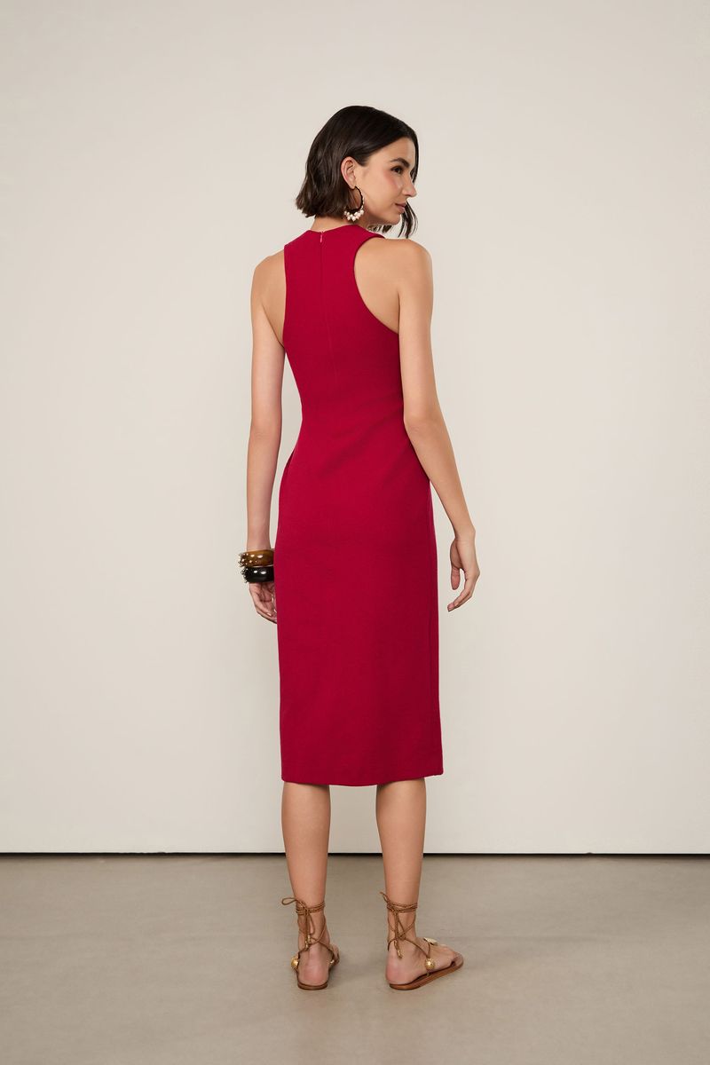 Vestido Midi Transpasse Vermelho Calda