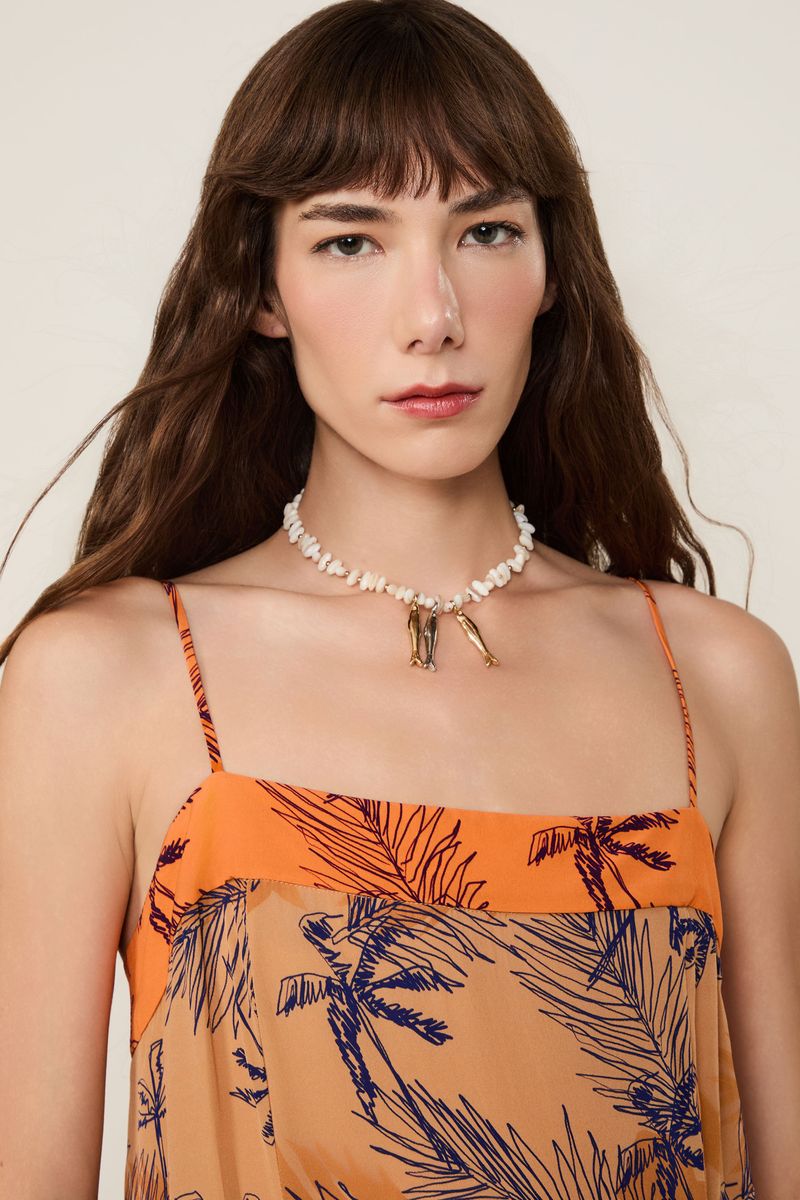 Vestido Midi Com Fenda Estampado