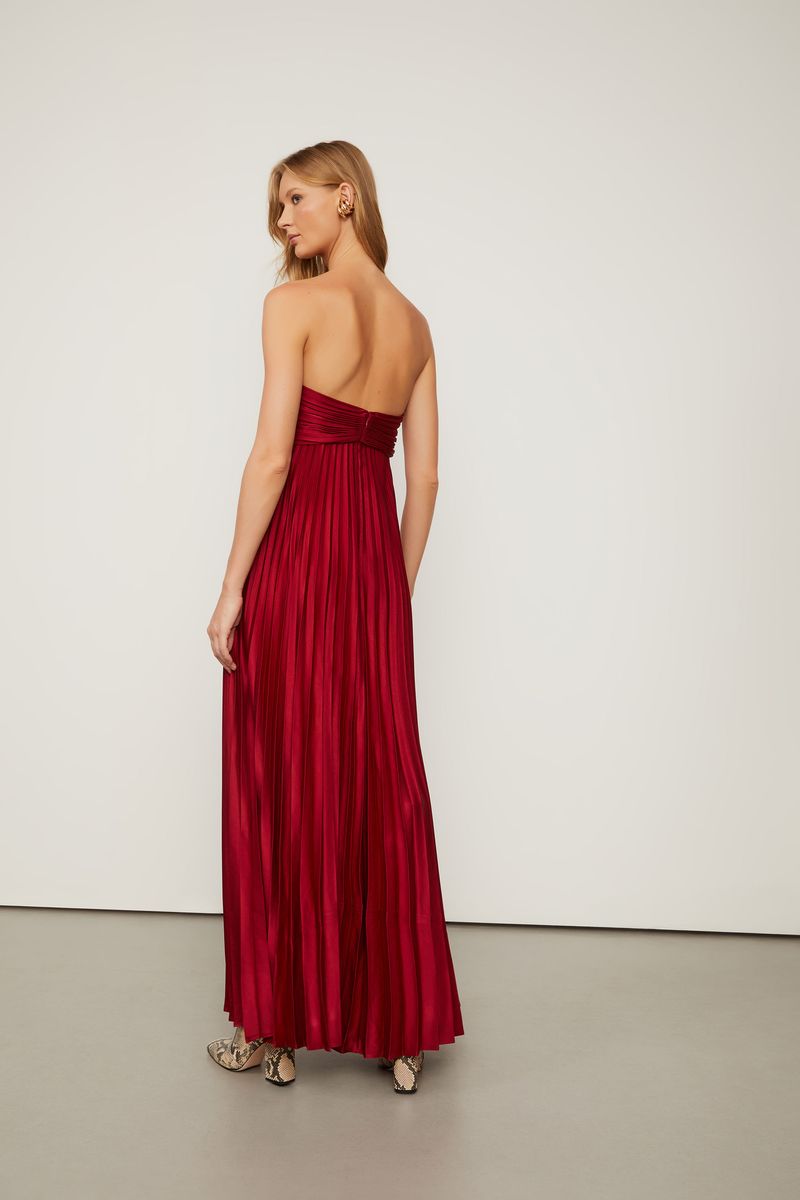 Vestido Longo Sem Alças Plissado