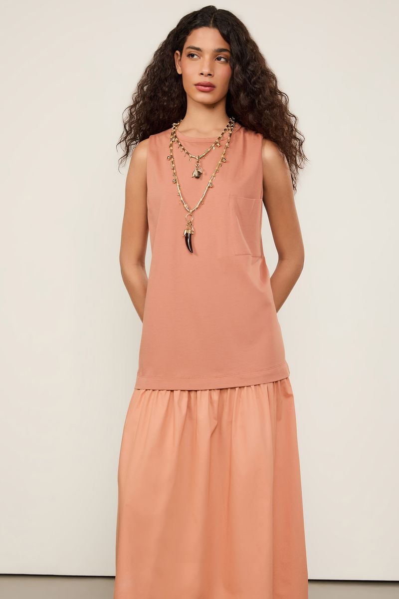 Vestido De Malha Com Tricoline