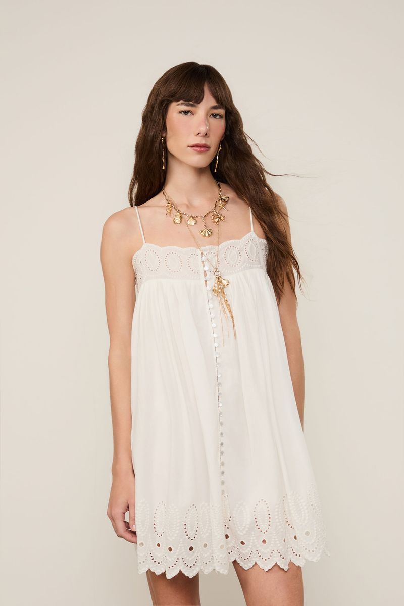 Vestido Curto De Alcinha Com a Pala Bordada