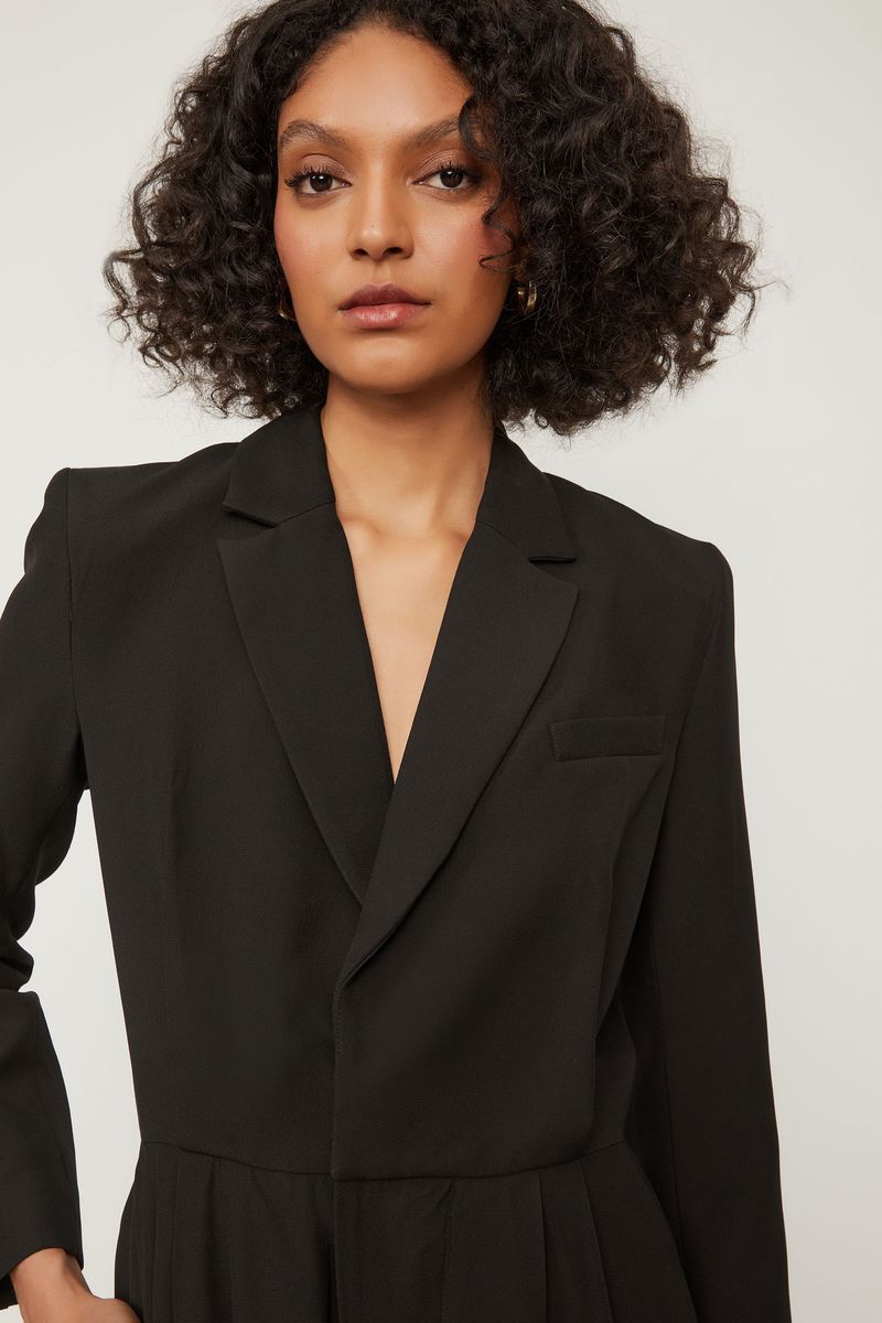 Macacao Alfa De Crepe Preto