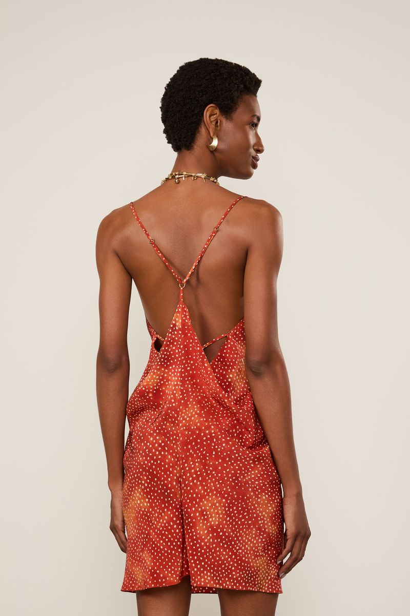 Vestido De Seda Curto Degagê Estampado